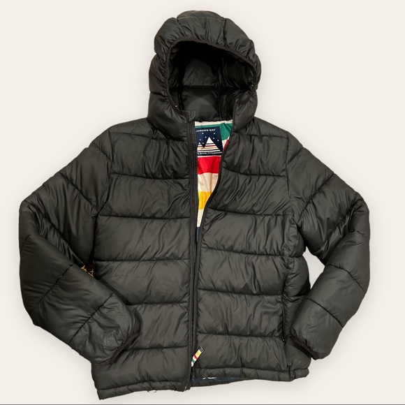 THE HUDSON'S BAY COMPANY HBC Men's Down Filled Hooded WINTER Puffer Coat BLACK S - Picture 1 of 14